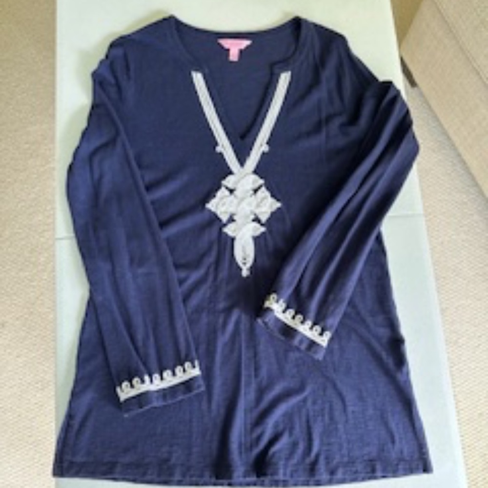 Lily Pulitzer Navy Lightweight Cotton Tunic Top - Medium